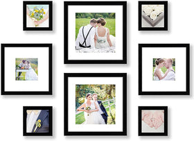 Set of 8 Picture Frames with Glass - Gallery Wall Frame Collage Set with Two 12x12 Frames, Two 8x8 Frames and Four 5x5 Frames - 0