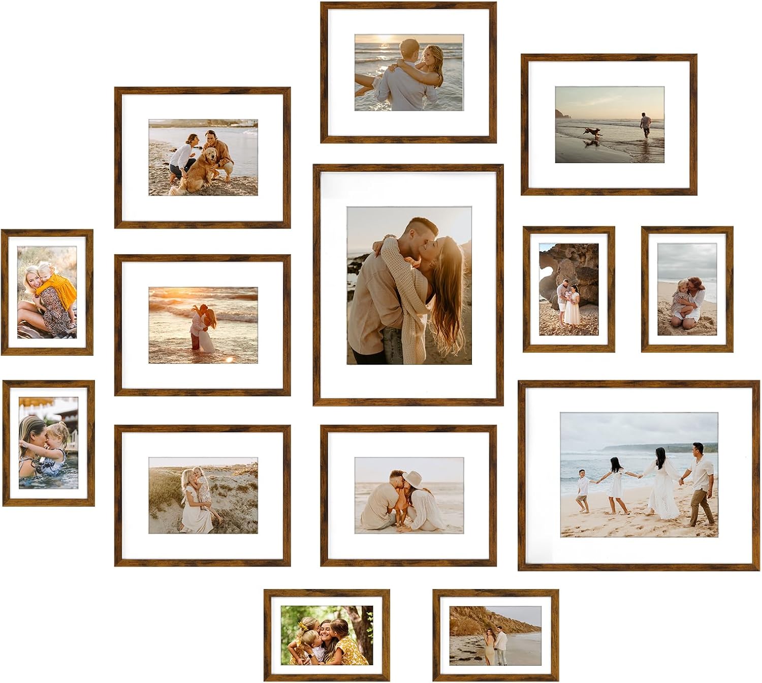 Pack of 14 Picture Frames for Various Sizes Photos, Frame Set Including Two 10x14, Six 8x10, Six 5x7, Gallery Frame Collage for Wall