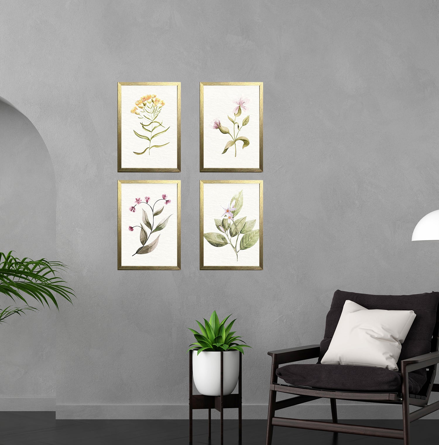 Buy golden Set of 4 Abstract Art Frames