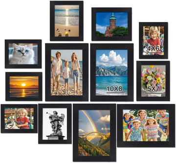 12 pack Picture Frames Gallery Wall Frame Collage Set Wall Art Decor for Home Decoration,Hanging ,Include Multi-Size with Four 8x10, Four 5x7, Four 4x6 - 0