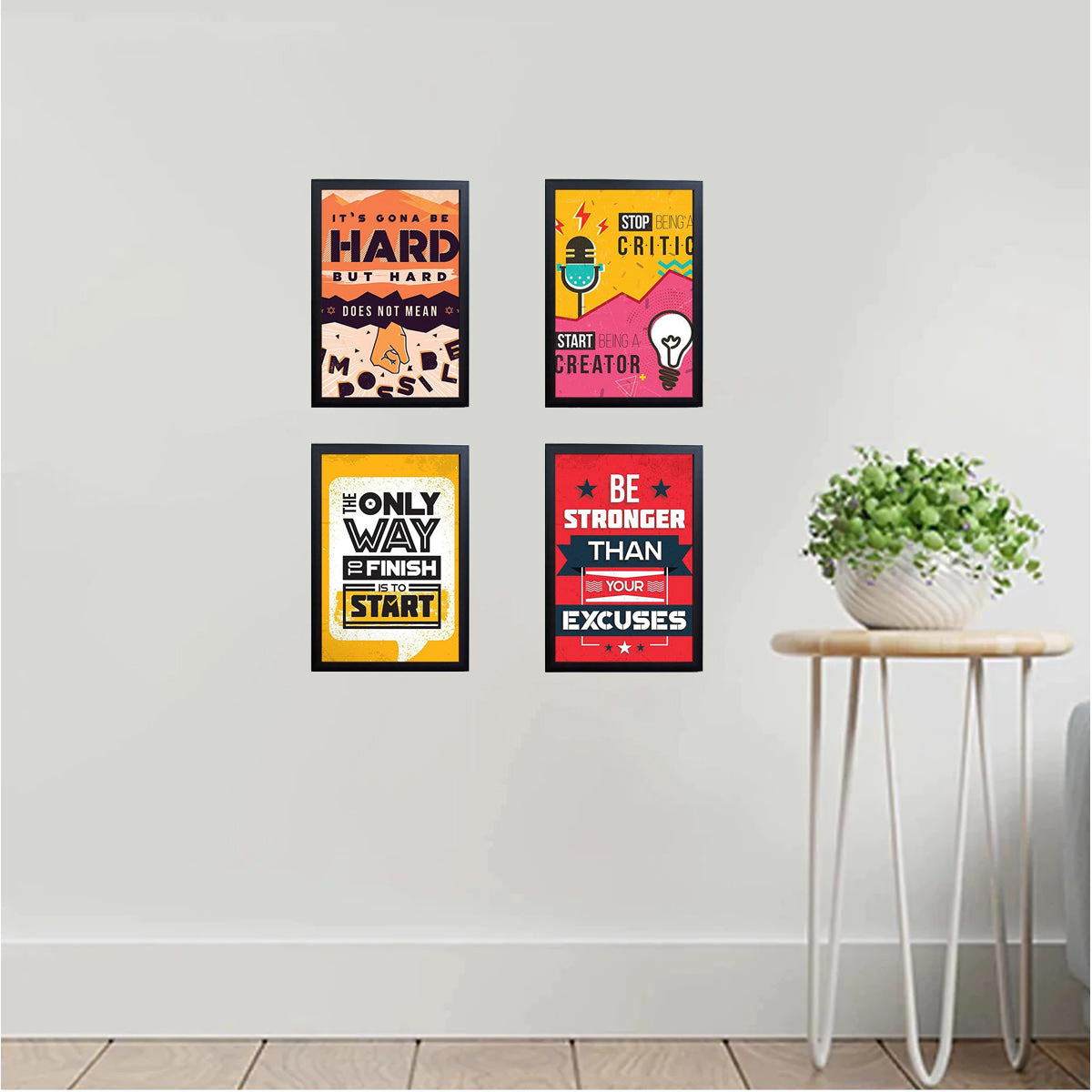Set of 4 Inspirational Quotes Frame set, Motivational Quote sets
