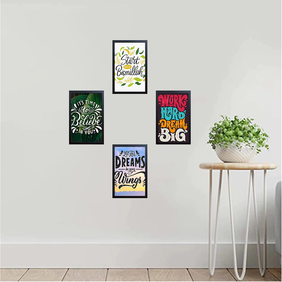 Set of 4 Inspirational Quotes Frame set, Motivational Quote sets