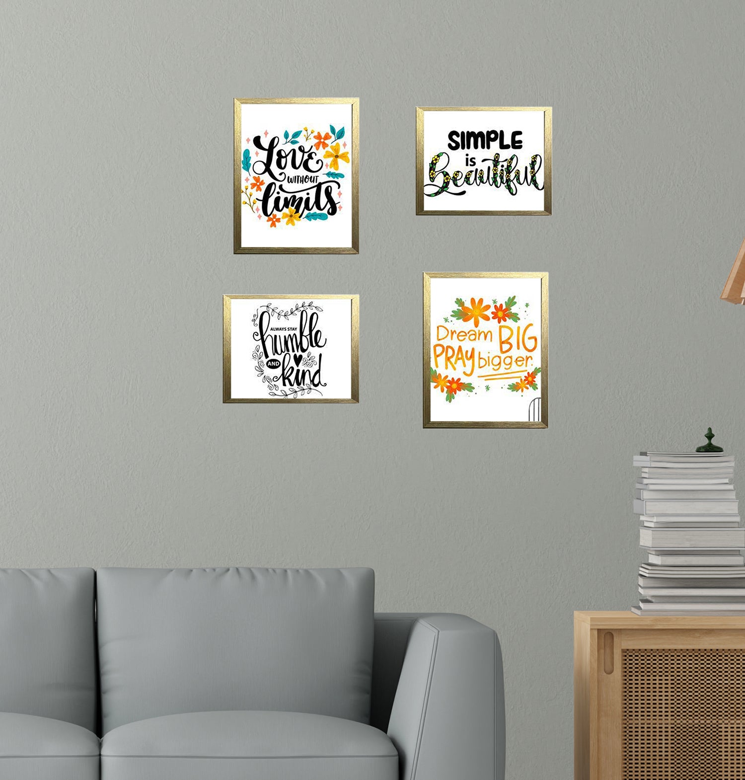 Buy golden 4 Pcs Motivational Quote Frames