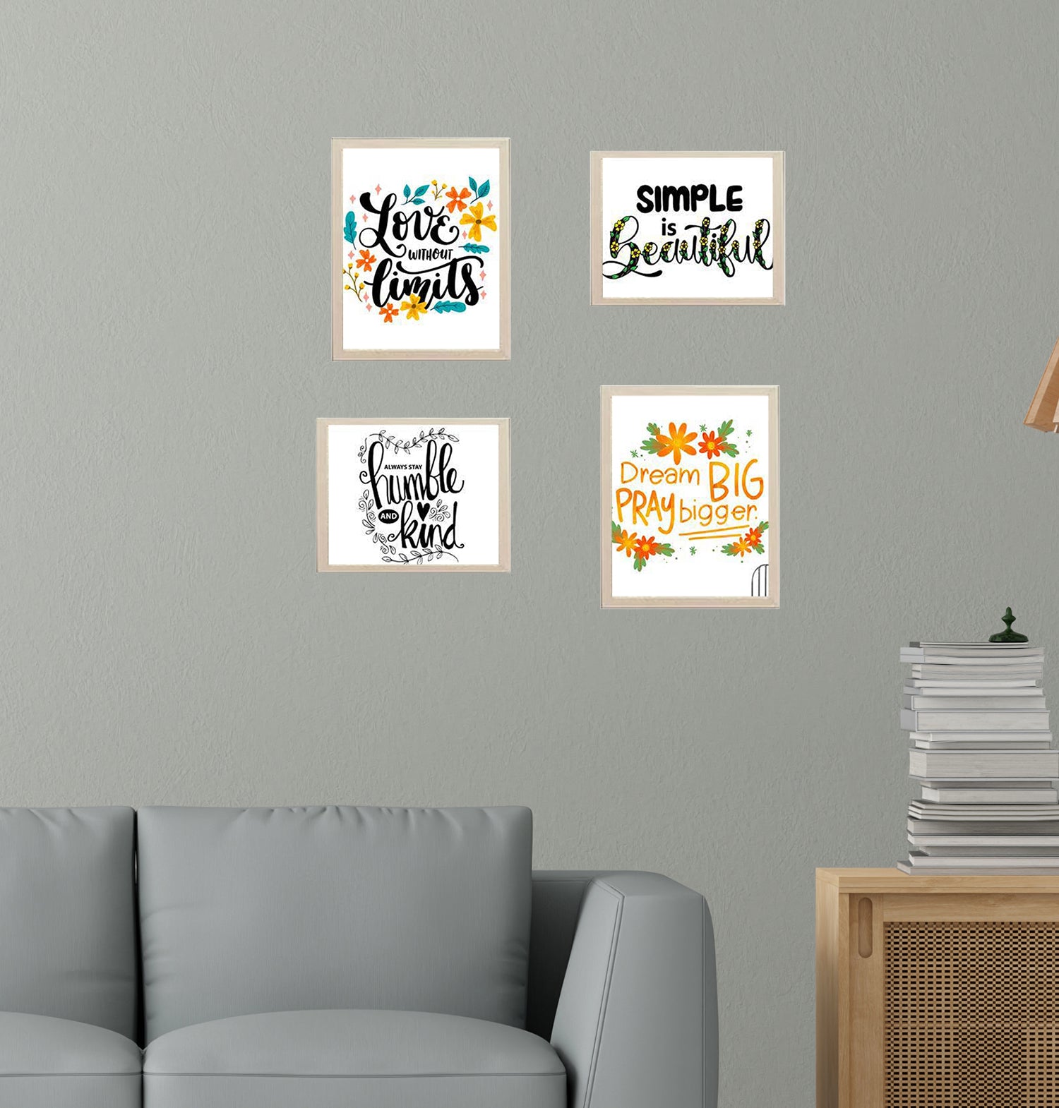 Buy white 4 Pcs Motivational Quote Frames