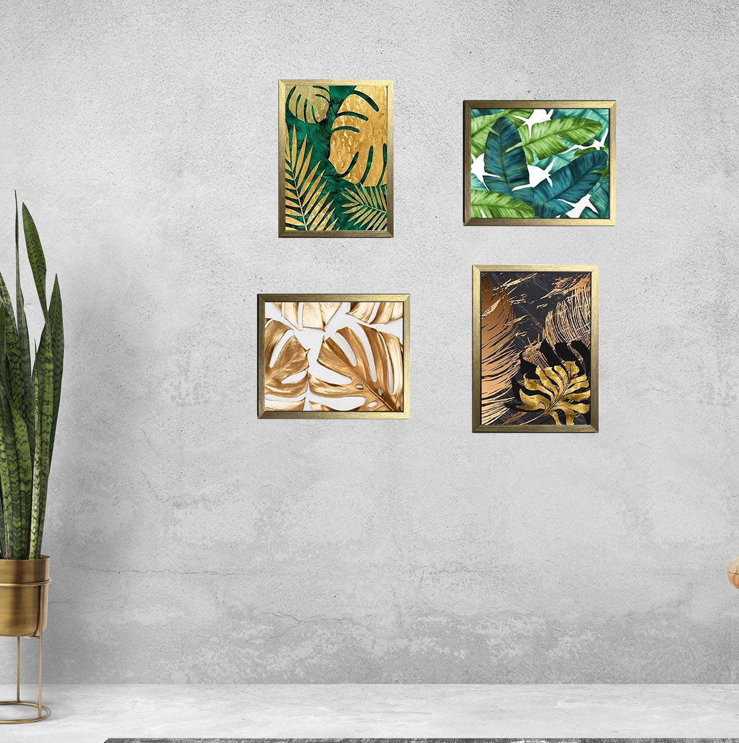 Buy golden 4 Pcs Minimalist Abstract Frames