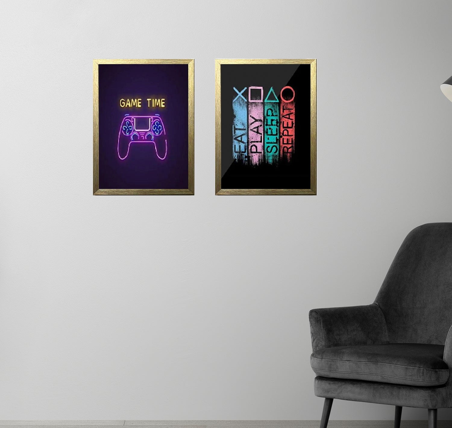 Set of 2 Frames Eat Play Sleep Repeat Gamers Frames