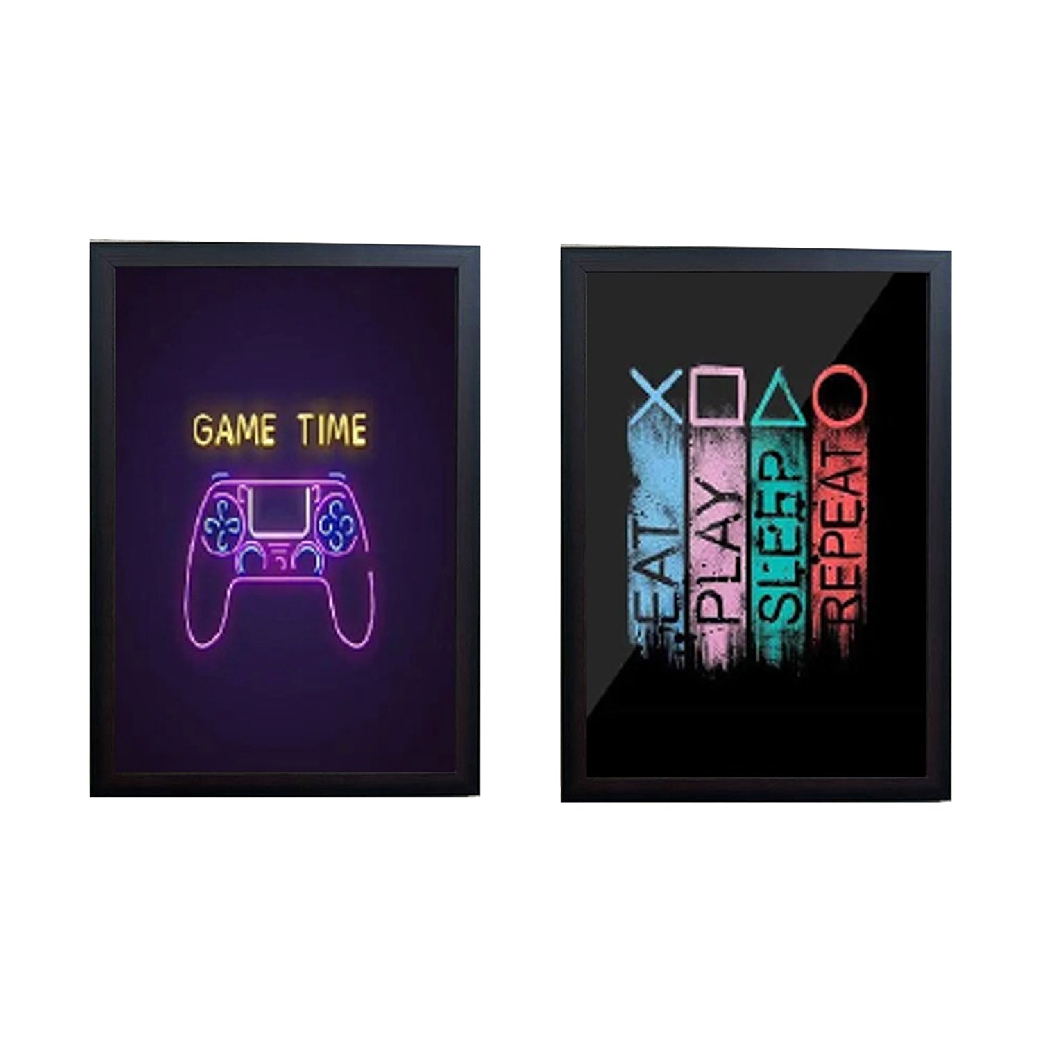 Set of 2 Frames Eat Play Sleep Repeat Gamers Frames
