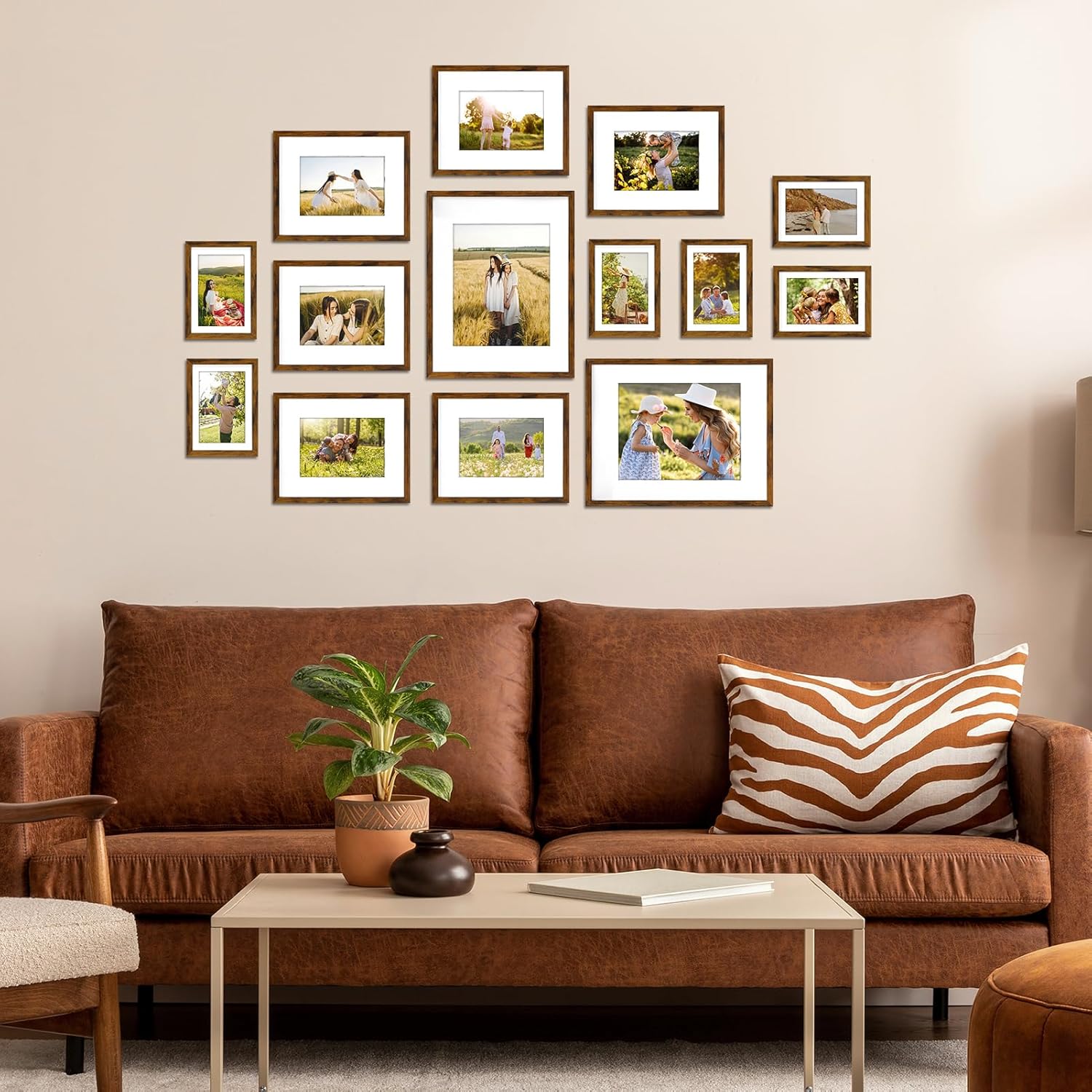 Pack of 14 Picture Frames for Various Sizes Photos, Frame Set Including Two 10x14, Six 8x10, Six 5x7, Gallery Frame Collage for Wall