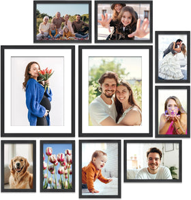 Picture Frames Collage Set - 10 PC (Four 4x6, Four 5x7, Two 8x10), Multi-Pack, Modern Design for Wall Gallery