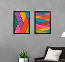 Black rectangular frames showcasing vibrant abstract collage art in bold colors on a gray wall. - 2 PCS Motivational Quote Picture Frame, Abstract Frames - Black / 8x12" / 1 - abstract frames, art, frame world, home decor, inspiration, motivational frames, office decor, quote frames, wall decor - Frame World