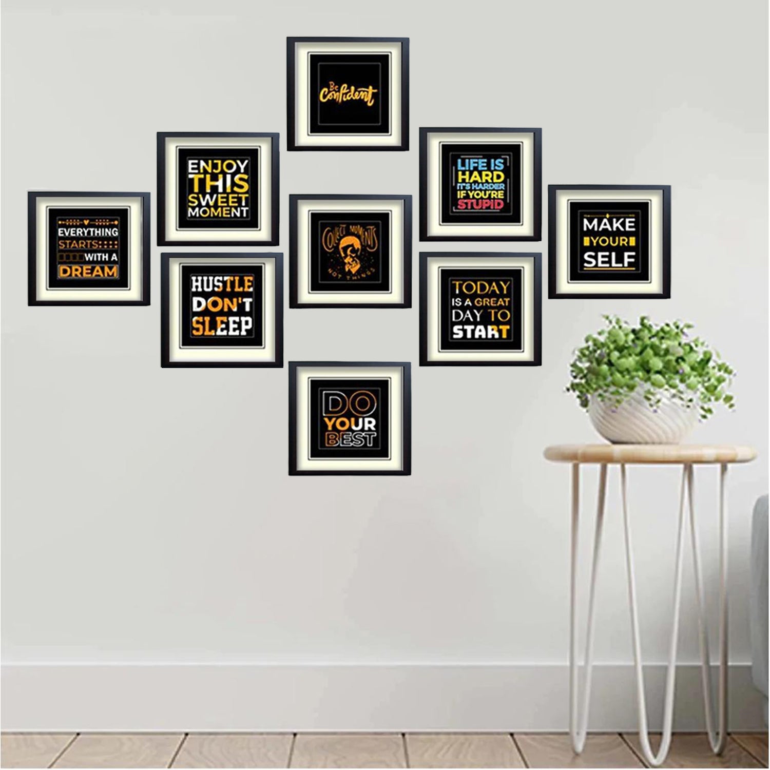 Buy black 9 Pack Picture Frames, Motivational Quote