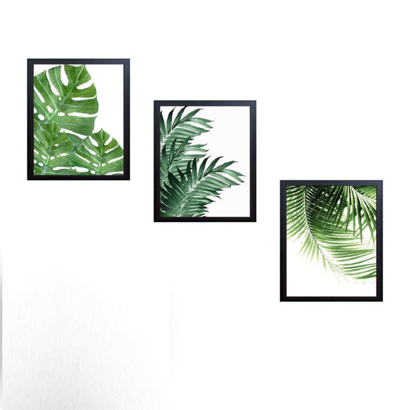 3 pc Tropical Leaf Theme Set Photo Wall Decoration Photo Frame Wall Hanging Home Decoration Picture Gallery for Living Room Bedroom Study Room