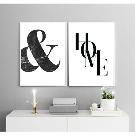 Black and white motivational quote frames with ampersand and love text in modern collage style. - 2 PCS Motivational Quote Picture Frame, Abstract Frames - Black / 8x12" / 1 - abstract frames, art, frame world, home decor, inspiration, motivational frames, office decor, quote frames, wall decor - Frame World