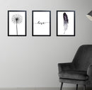 Set of 3 black frames with abstract black and white designs in a custom collage arrangement on gray wall. - Set of 3 Abstract Art Frame set - 8x12" / Black / 1 - Frame World