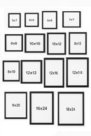 Custom black collage wall frames in various sizes from 5x7 to 18x24 inches arranged in a grid. - Custom Collage Wall Frame Set – Personalized Gallery Decor - 4x4" / Black - Frame World