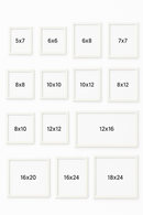 White custom collage frames in various sizes from 5x7 to 18x24 arranged in a grid. - Custom Collage Wall Frame Set – Personalized Gallery Decor - 4x4" / Black - Frame World