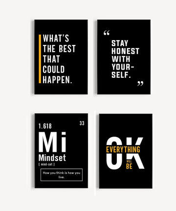 Four motivational posters with text on a white background