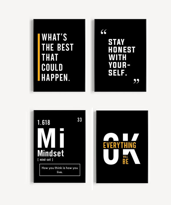 Four motivational posters with text on a white background