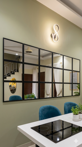 18 Pcs Horizontal Grid Mirror Wall Decor with PVC Border – DIY Hanging Mirror Frame