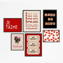 6 pc valentine Frame for Room decor, Love theme red Frame set (2 pc 12x16", 4 pc 8x12")-3