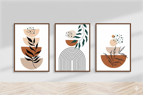 3 pcs Neutral Boho Frame Set, Abstract frames - 0