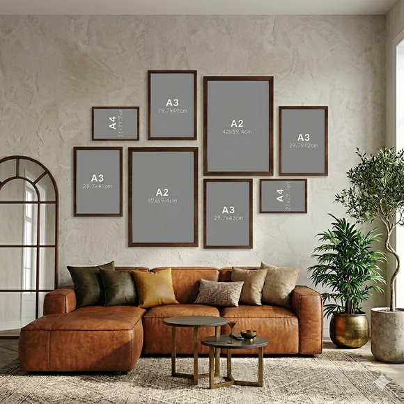 Pack of 8 Wall Gallery Collage set (2 Pcs a2, 4 Pcs a3, 2 Pcs a4 )