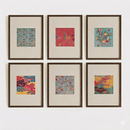 Vintage Gallery Wall Set of 6, Antique Wall Art Set, Blue Japanese Tapestry Art, Minimalist Boho Decor-2