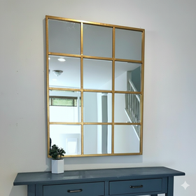 Grid Mirror Wall Decor with PVC Border – DIY Hanging Mirror Frame - 0