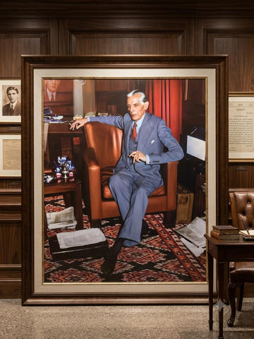 30x42" Quaid-e-Azam Muhammad Ali Jinnah Portrait Wall Frame - Premium framing - 0