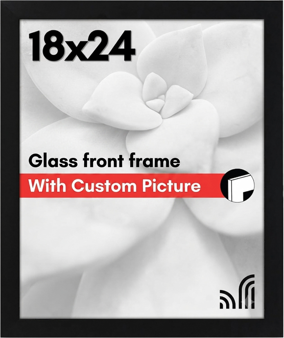 Custom Picture Frame with glass - Thin Border Picture Frame for Wall Display - Hanging Hardware Included