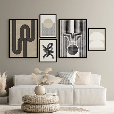 Boho Wall Art Abstract Mid Century Modern Frame set 