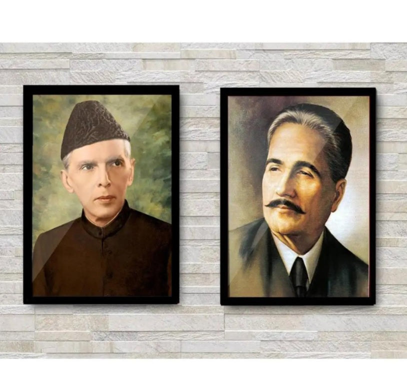 2 pc Allama iqbal, Quaid e Azam Frames