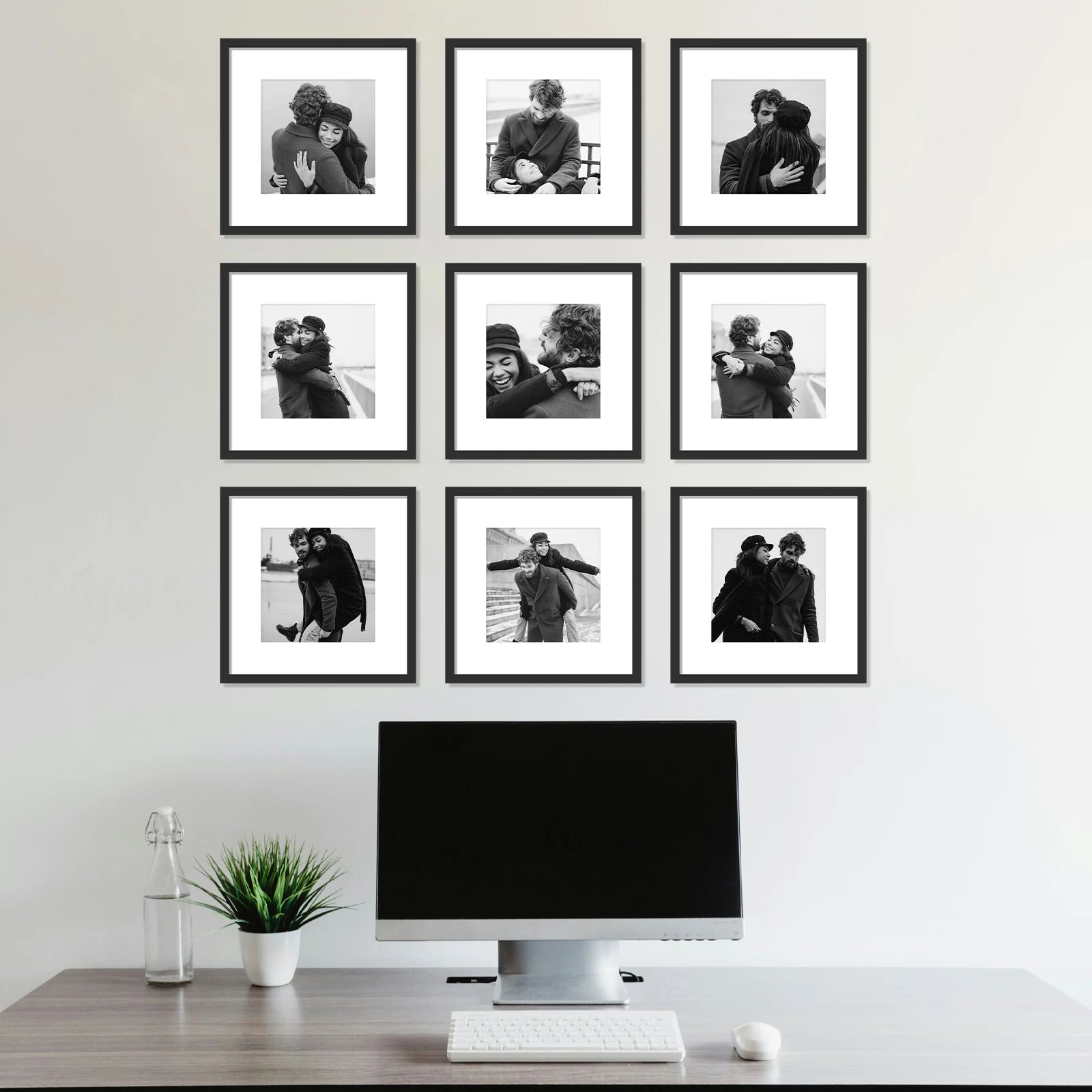 Picture Frame Set of 9, Display Pictures with Border, Multi Collage Gallery Square Photo Frames for Wall with Custom Pics