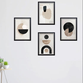 Set of 4 black aesthetic art frames arranged in a custom collage on white wall. - Set of 4 Aesthetic Art Frame set - 8x12" / Black - Frame World