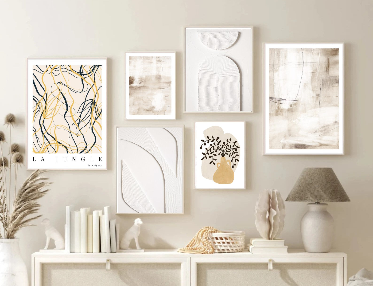 6 Pack Yellow Graphite Texture Abstract Modern Print Frame set ( 12x16" 2 pc, 8x12" 2 pc, 6x8" pc)