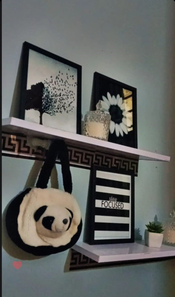 Black abstract collage photo frames with minimalistic black-and-white art on floating white shelves. - Abstract Photo Frame 3 PCS Aesthetic Picture Frames - Black / 8x10" - Frame World