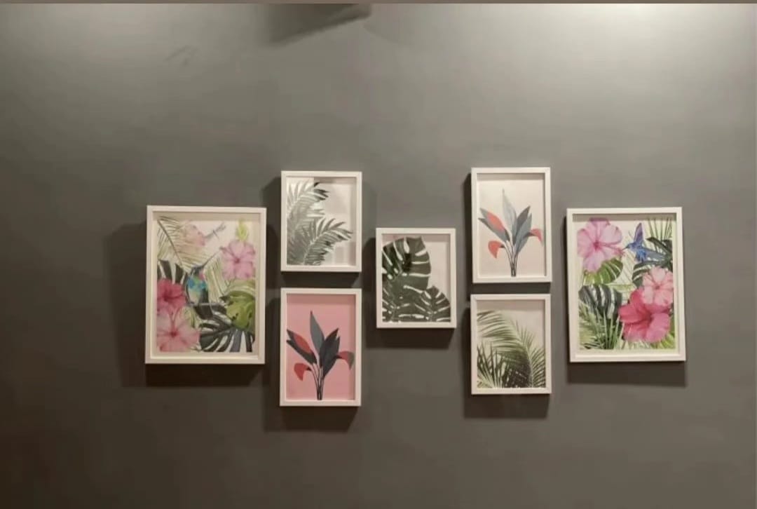 7 Pcs Flower and leave Abstract set (3 x 8 x 10" , 2 x 8 x 12" and 2 x 12 x 16 ")