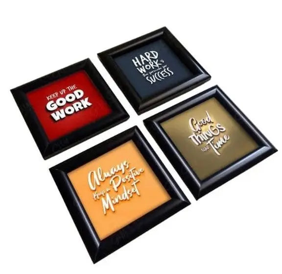 Set of four black 5x5" custom frames with inspirational quotes arranged in a collage style. - Pack of 4 Inspiration Quotes Picture Frames - 1 / 5x5" - Frame World