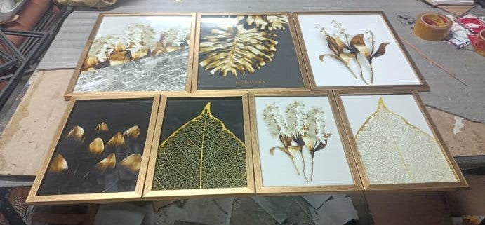 7 pcs Modern Abstract Frame set, 12x16" 3pc, 8x12" 4 pc