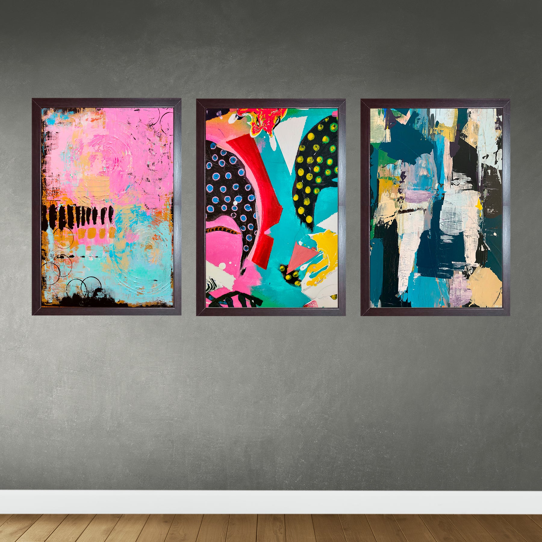 Buy brown Beautiful Modern Art Frames Set of 3 For Living / Dinning Rooms