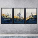 Beautiful ALLAH name Prints Frame Set of 3 Calligraphy set-1