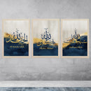 Beautiful ALLAH name Prints Frame Set of 3 Calligraphy set-3