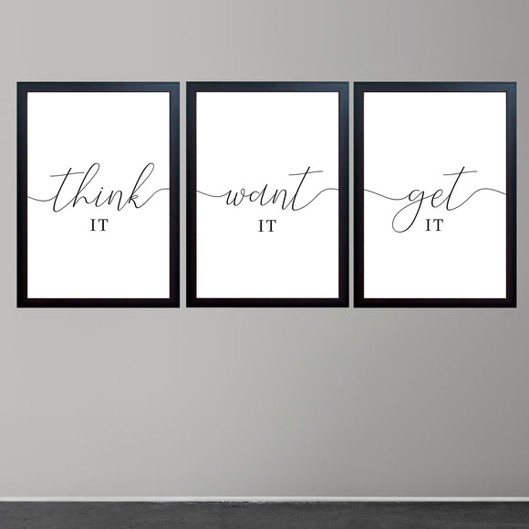 Motivational Quotes About Success For House & Office Decor Set of 3 Frames