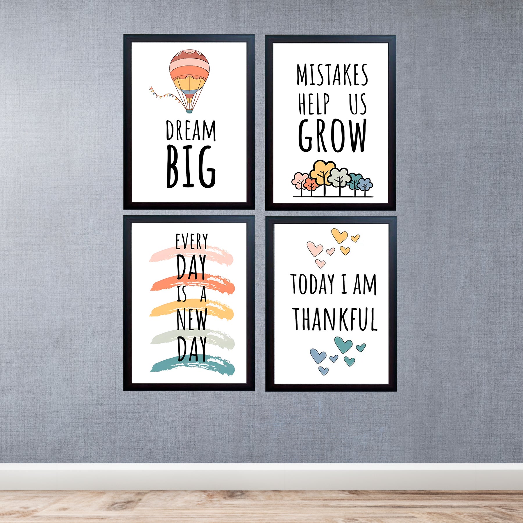 Set of 4 Inspirational Quotes Frame set, Motivational Quote sets