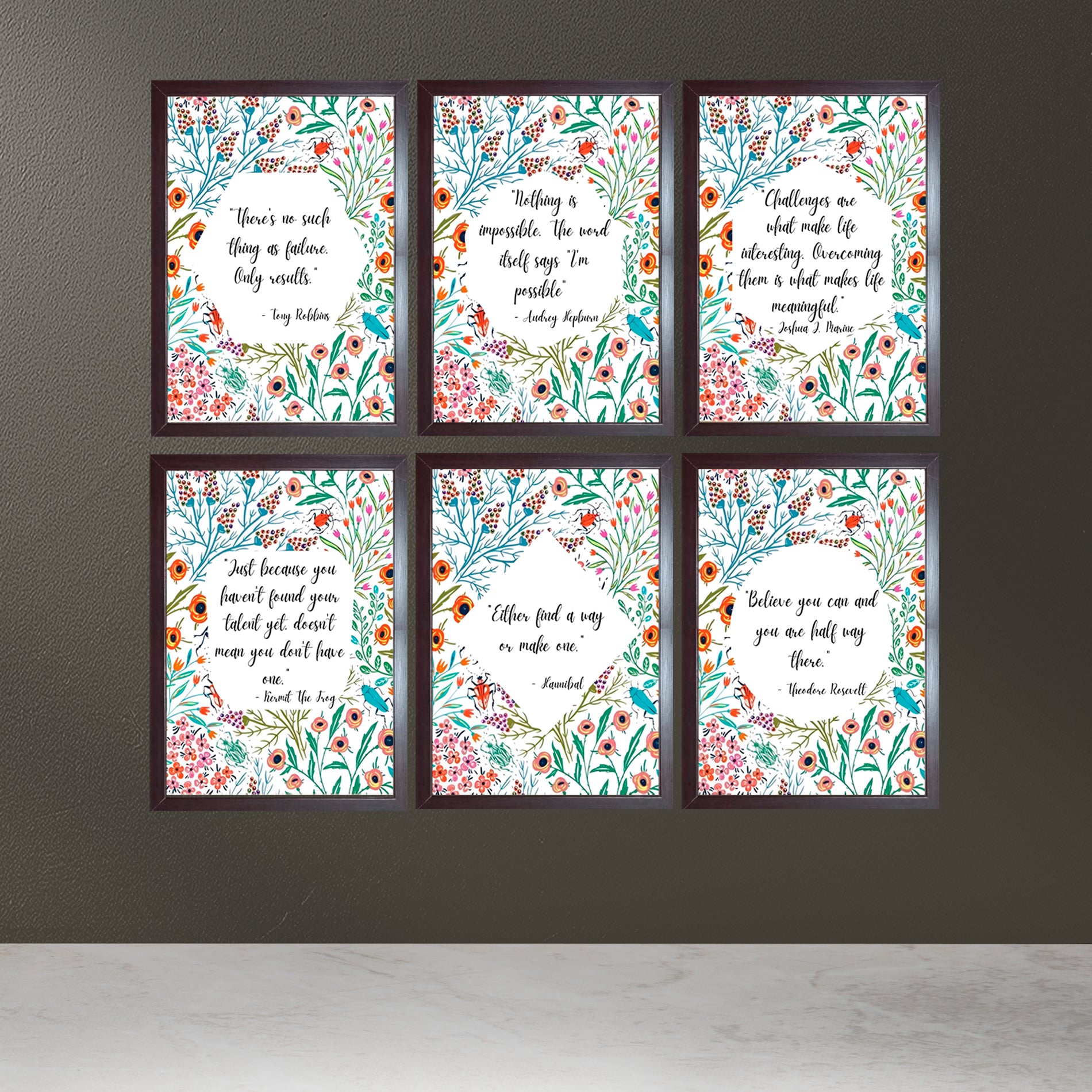 Buy brown 6 Pcs Business / Work Motivation Quotes