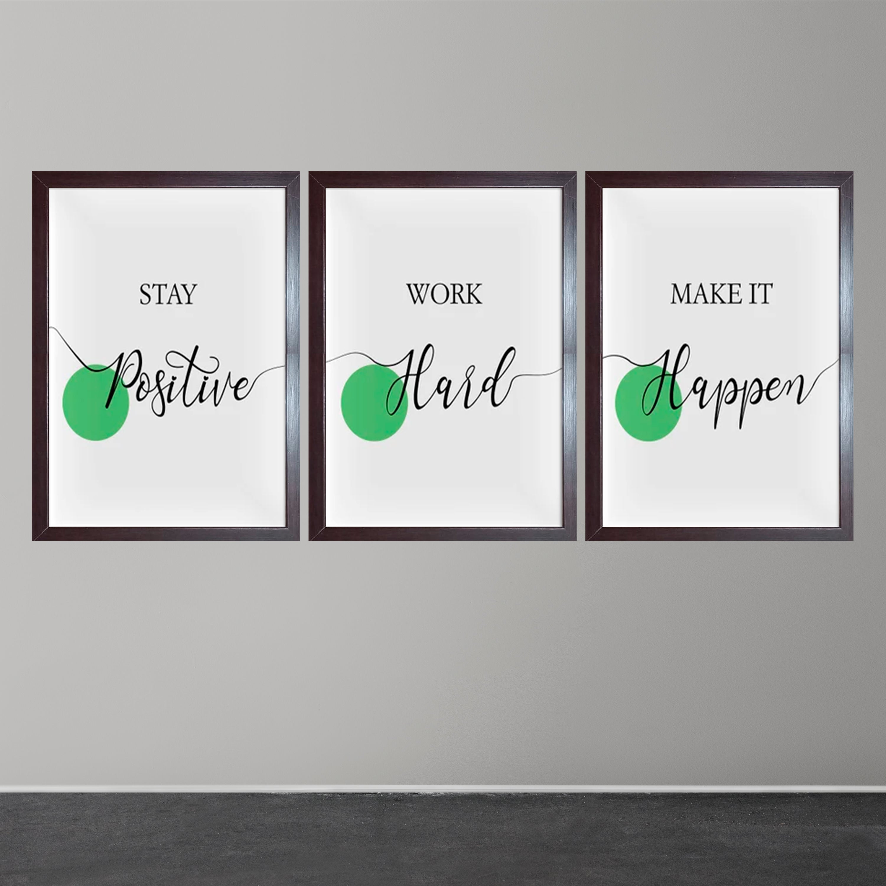 Buy brown Stay Positive , Be Happy Quotes For Home And Offices Set of 3