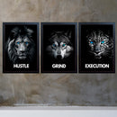 Hustle , Grind And Execution Quotes For Home And Offices Set of 3-1