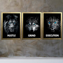 Hustle , Grind And Execution Quotes For Home And Offices Set of 3-4