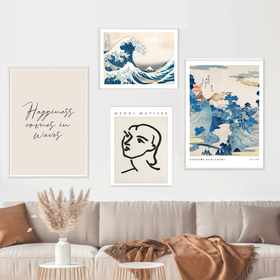 Coastal Bliss: 4-Piece Modern Beach Art Frame Set
