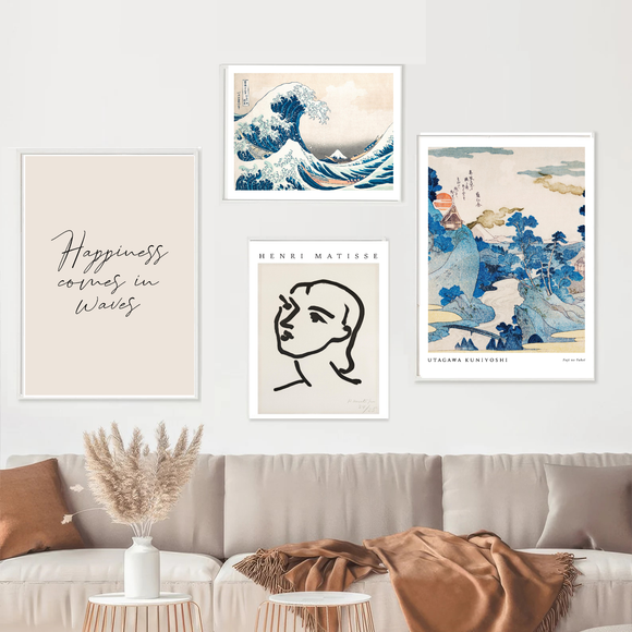 Coastal Bliss: 4-Piece Modern Beach Art Frame Set